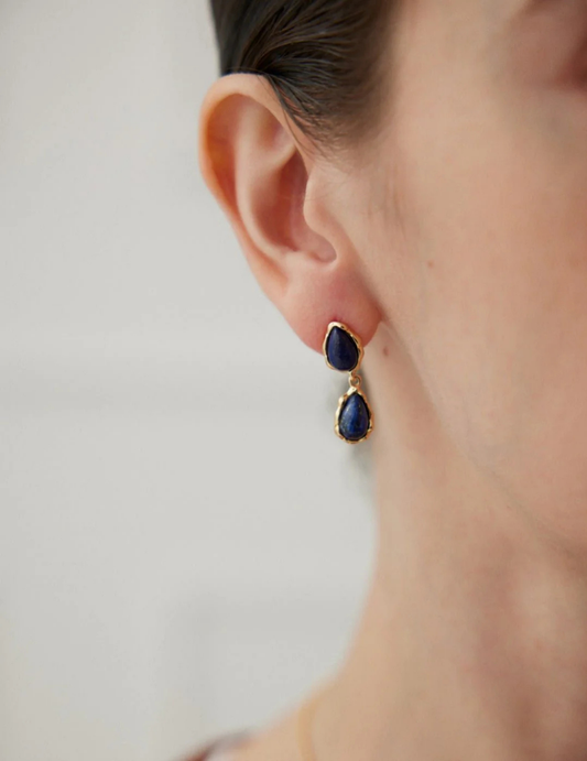 Boucles d'oreilles pendantes en lapis-lazuli bleu profond
