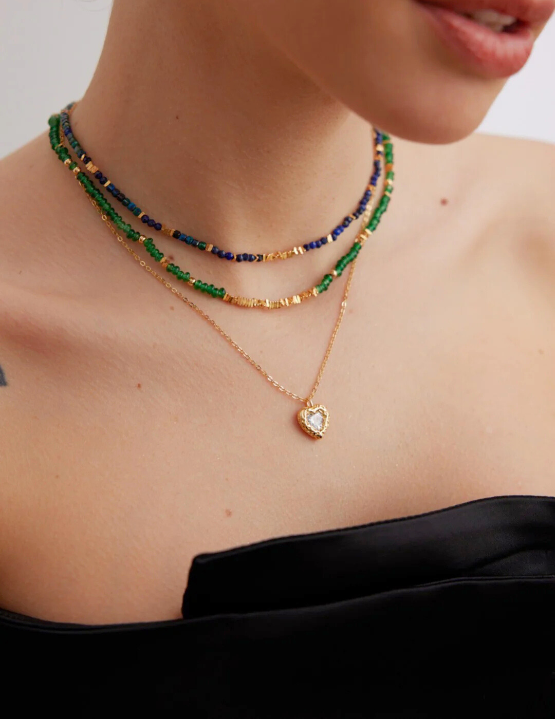 Winzige Halskette mit Lapislazuli-Perlen