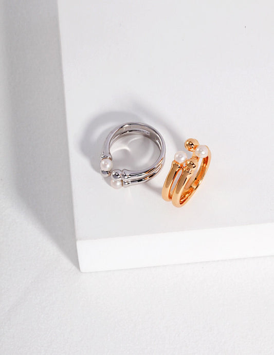 Bague ouverte empilable réglable à double bande
