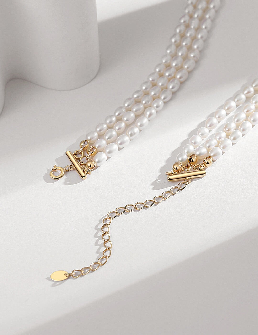 3-lagige Perlen-Choker-Halskette im Vintage-Stil