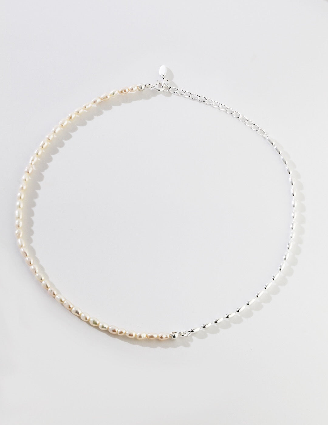 Minimalist Rice Bead Chain Asymmetric Stacking Necklace