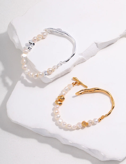 Bracelet mi-perle baroque mi-jonc