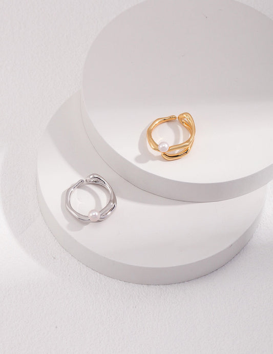 Bague de déclaration moderne en perles