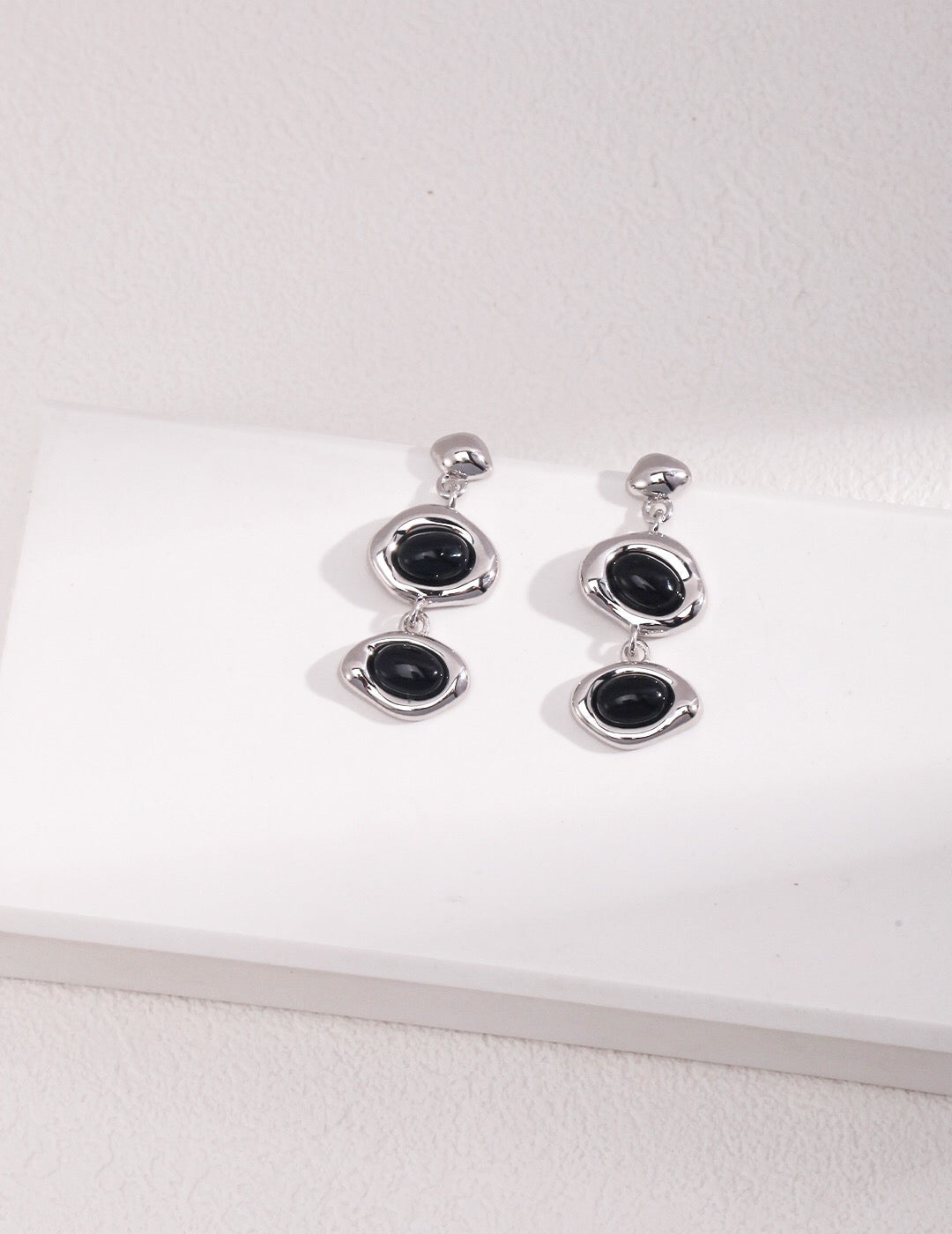 Malachit / Obsidian Tropfen Ohrringe