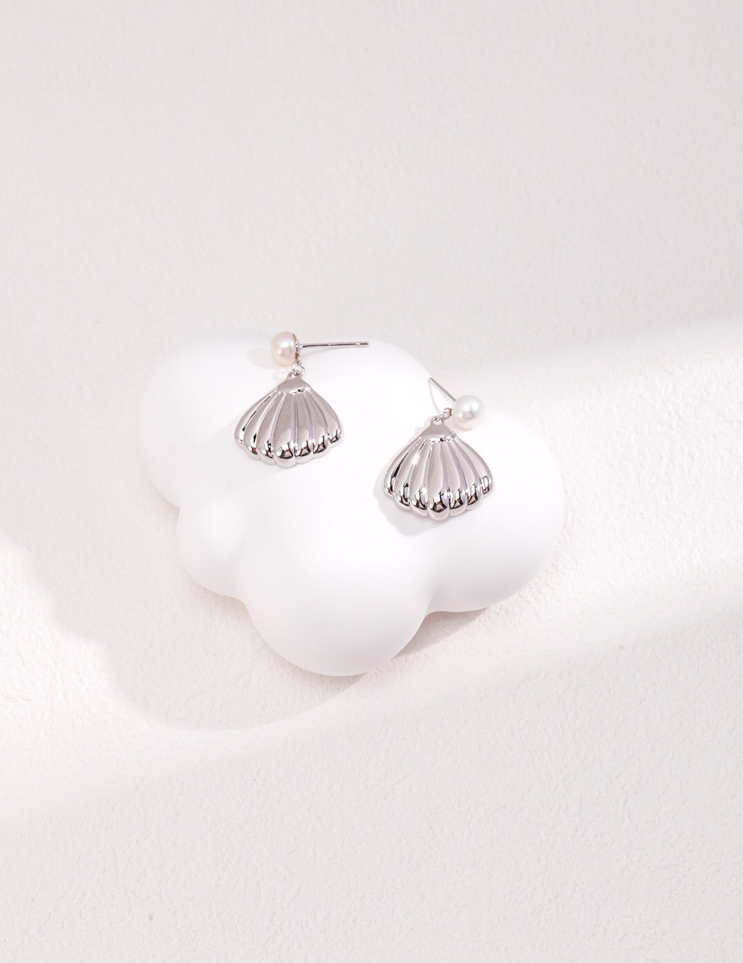Nature-Inspired Freshwater Pearl Shell Drop Earrings