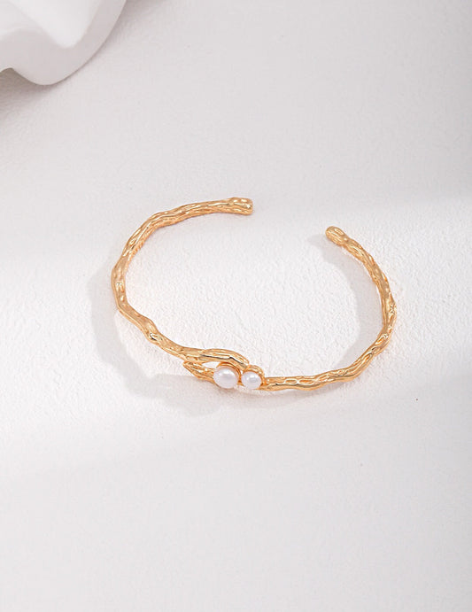 Bracelet manchette à double perle