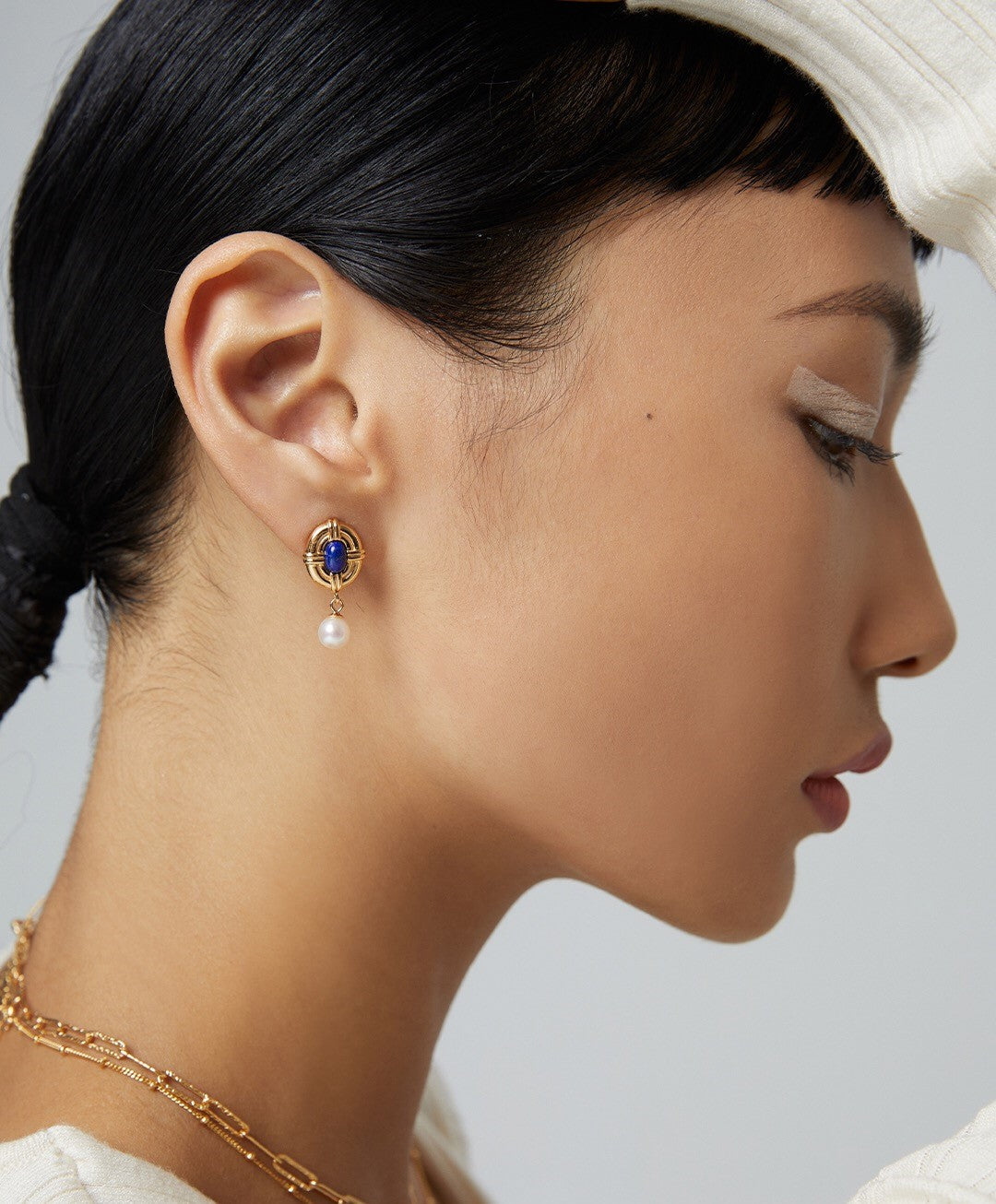 Lapislazuli-Perlenohrringe im Vintage-Stil