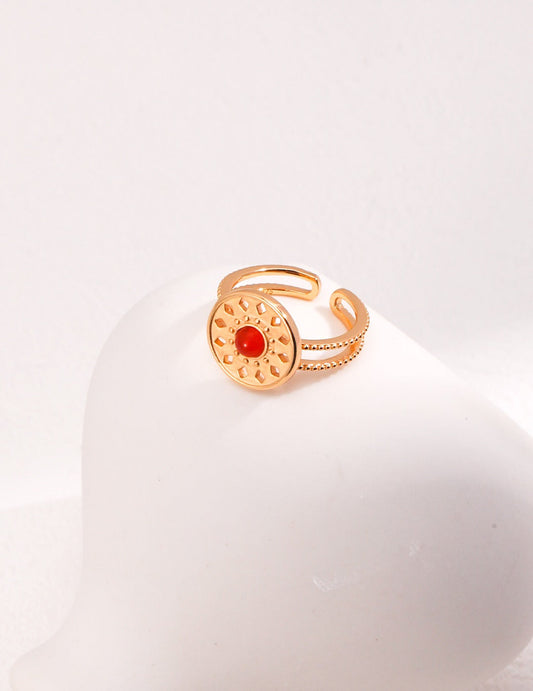 Bague Totem classique en agate rouge