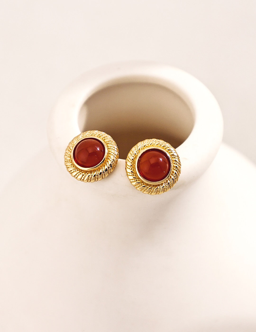 Boucles d'oreilles en agate rouge de style vintage