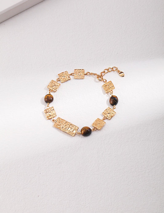 Verstellbares Armband aus Tigerauge-Stein