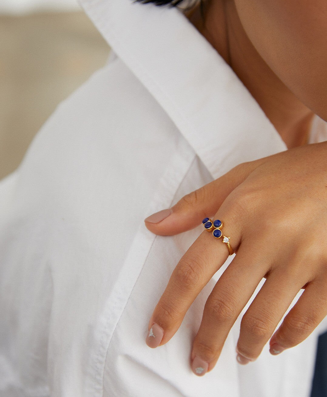 Natural Lapis Lazuli Open Ring