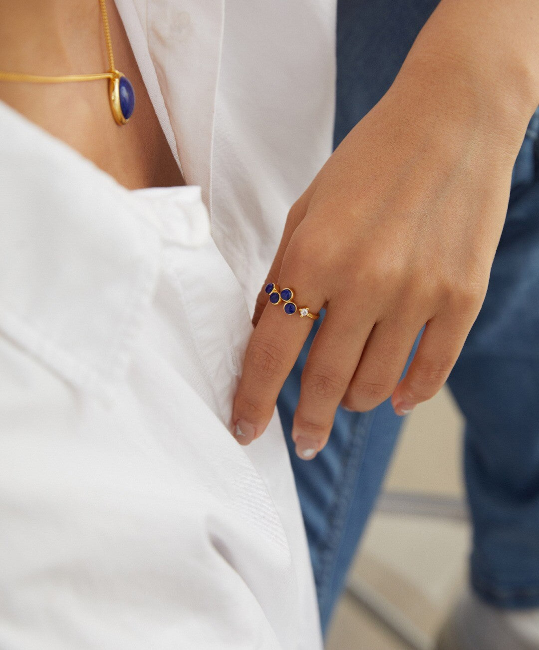 Natural Lapis Lazuli Open Ring
