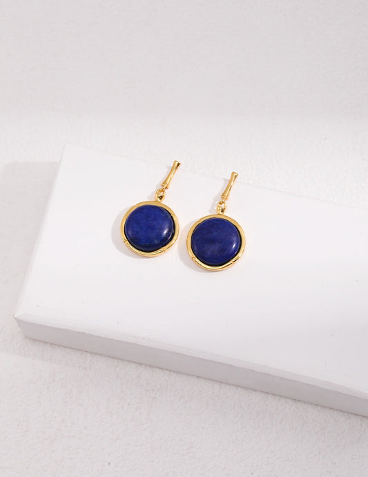 Boucles d'oreilles rondes en pierre naturelle de lapis-lazuli