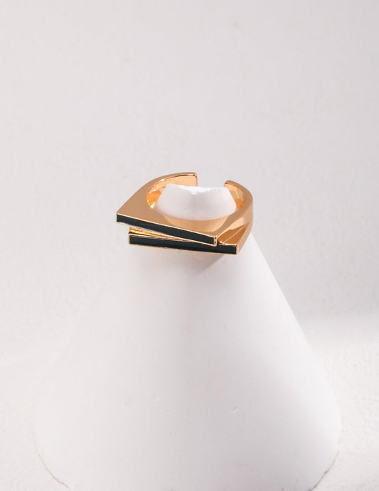 Bague en vermeil doré irrégulier avec glaçure goutte à goutte