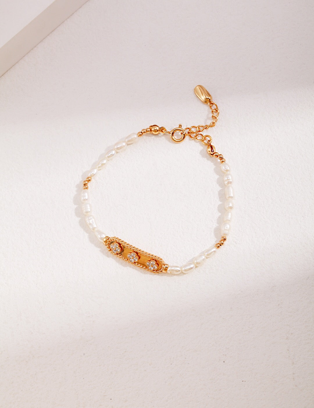 Bracelet Fleur Zircon Perle Naturelle