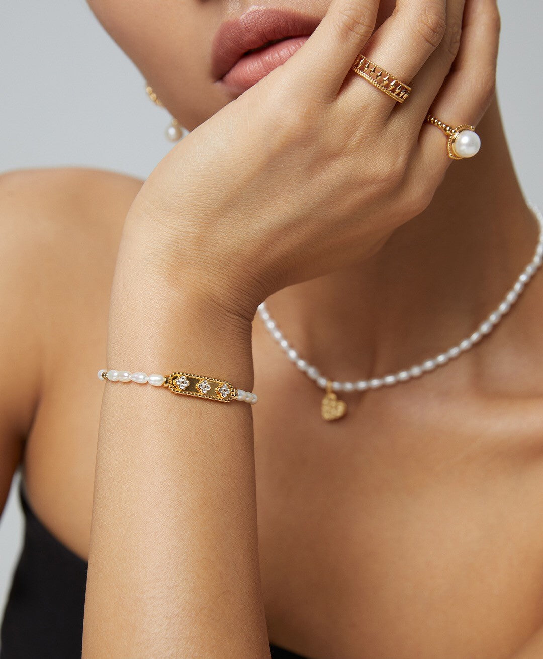 Bracelet Fleur Zircon Perle Naturelle