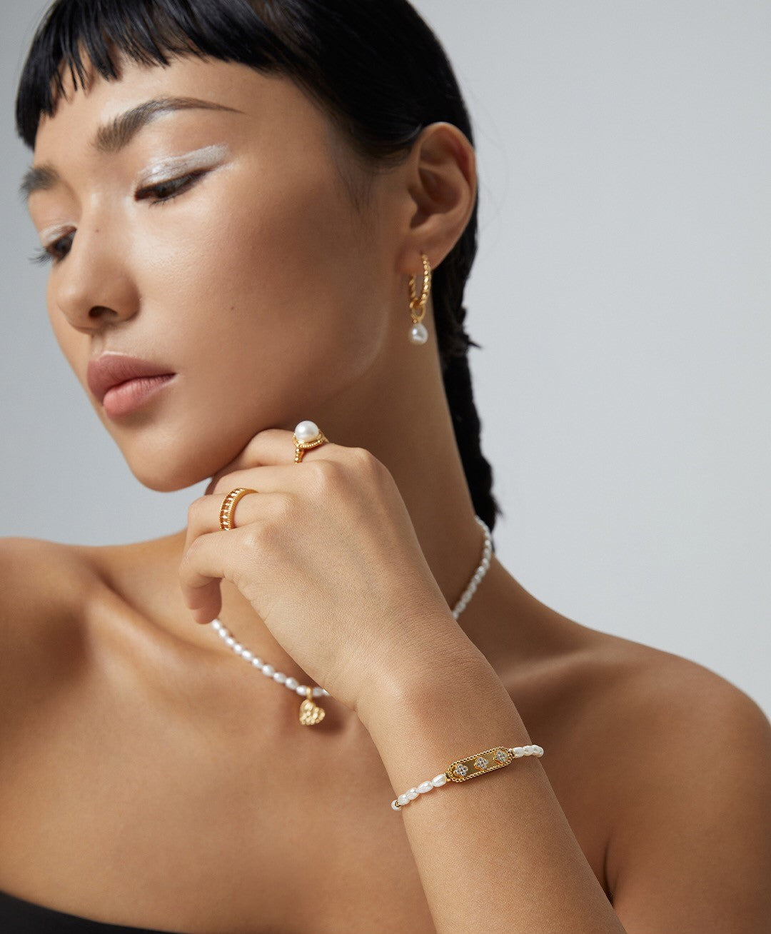 Bracelet Fleur Zircon Perle Naturelle