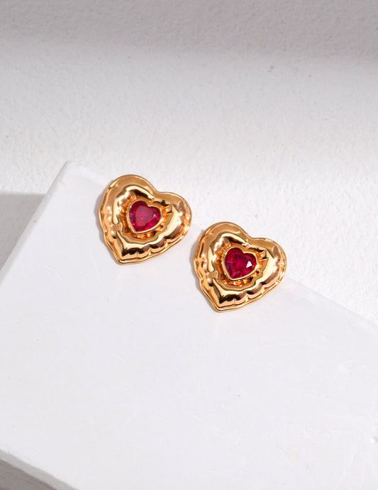 Ohrstecker mit rosa Zirkonia in Herzform