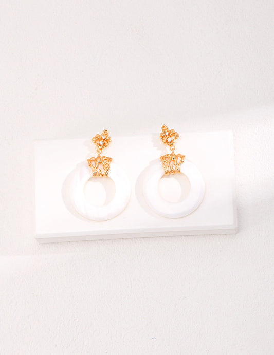 Boucles d'oreilles pendantes en coquillage à cercle creux