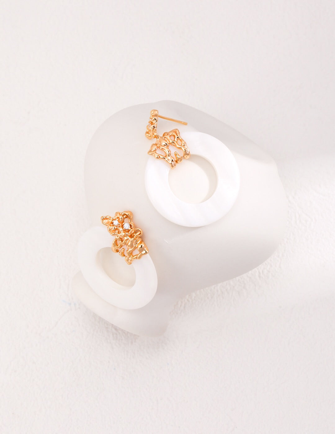 Hollow Circle Shell Drop Earrings