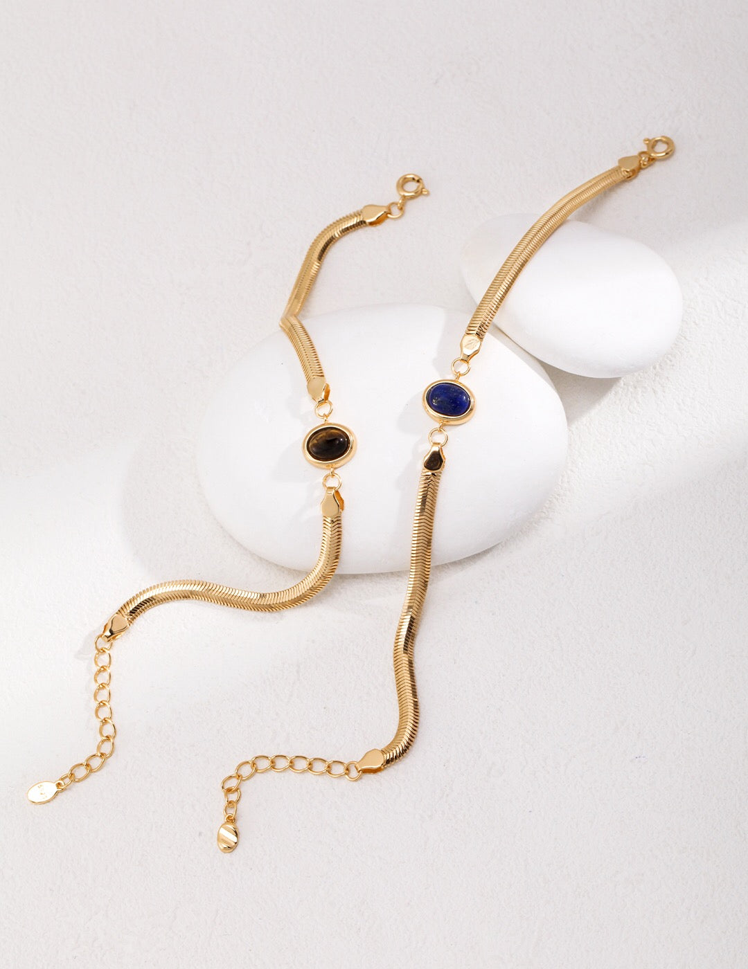 Natürliches Lapislazuli/Tigerauge-Armband