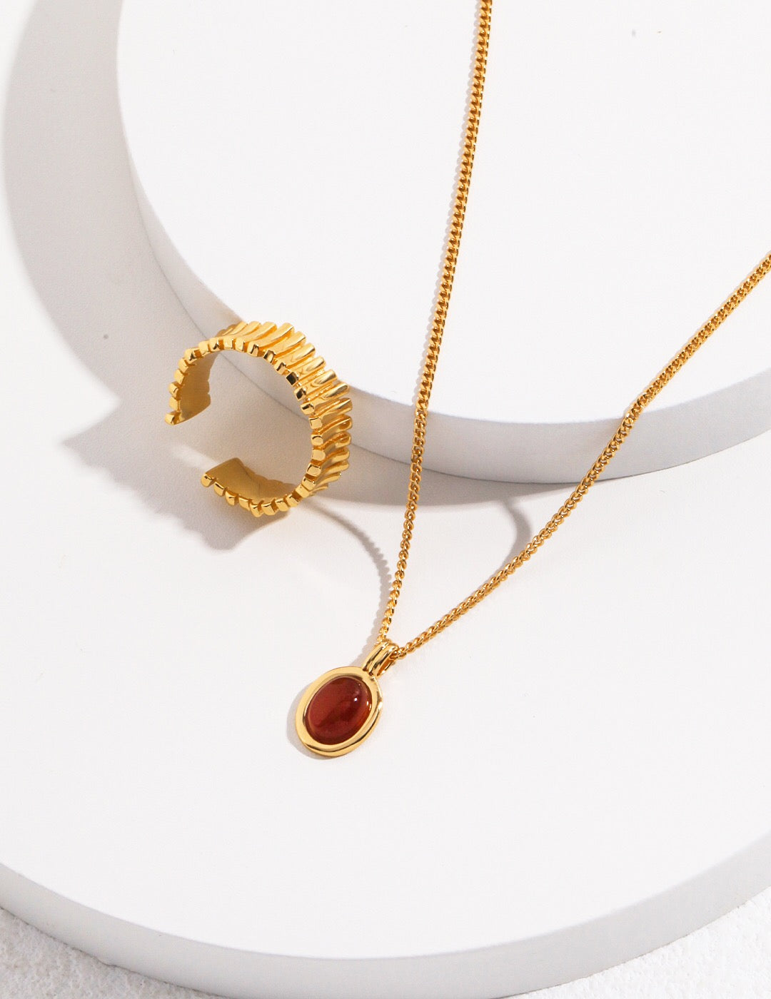 Collier goutte d'agate rouge