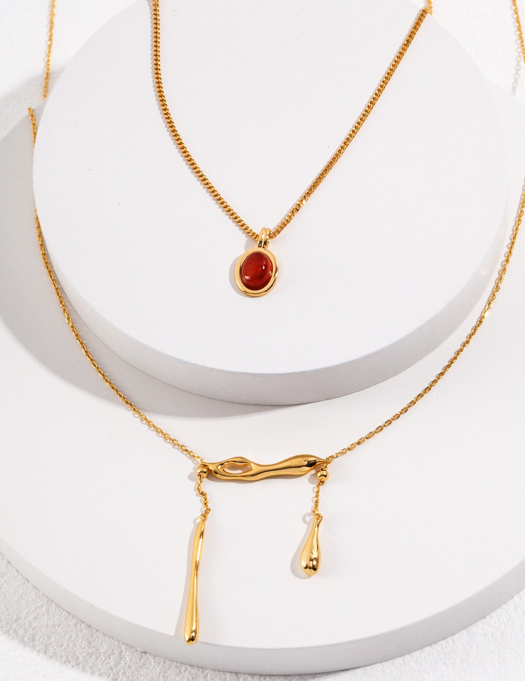Collier goutte d'agate rouge