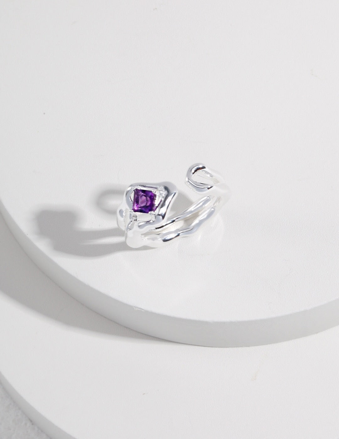 Bague ouverte en améthyste Lava Fluid Design
