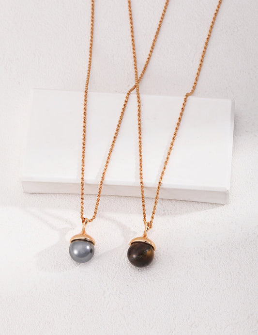 Natural Tiger Eye Ball Necklace