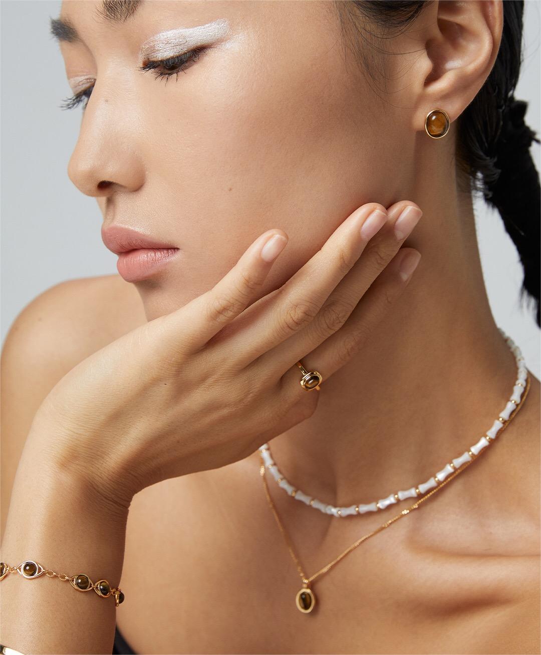 Ring mit Tigerauge-Stein im Vintage-Stil