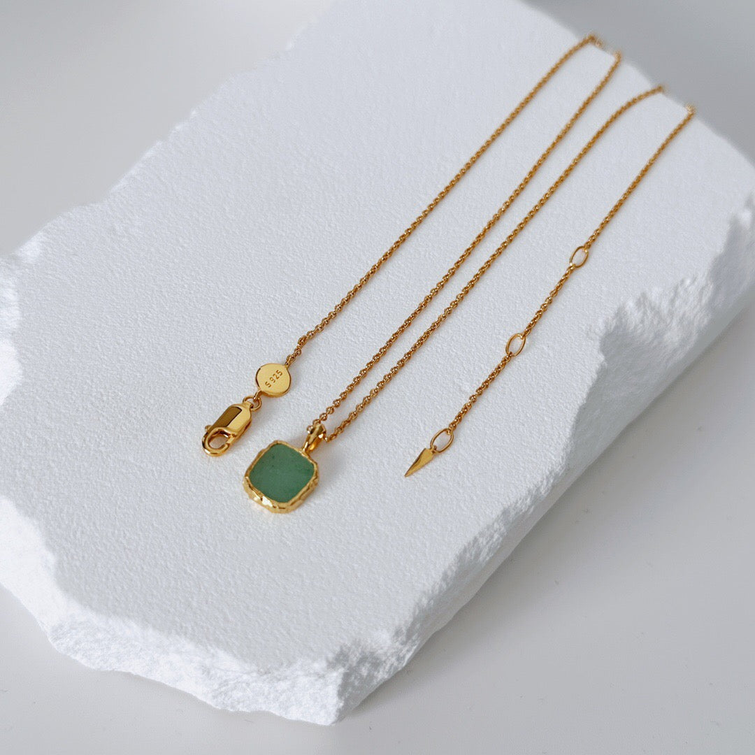Minimalist Natural Rhodochrosite / Green Aventurine Necklace