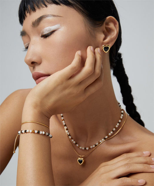 Tigerauge-Stein mit schwarzem Onyx-Armband