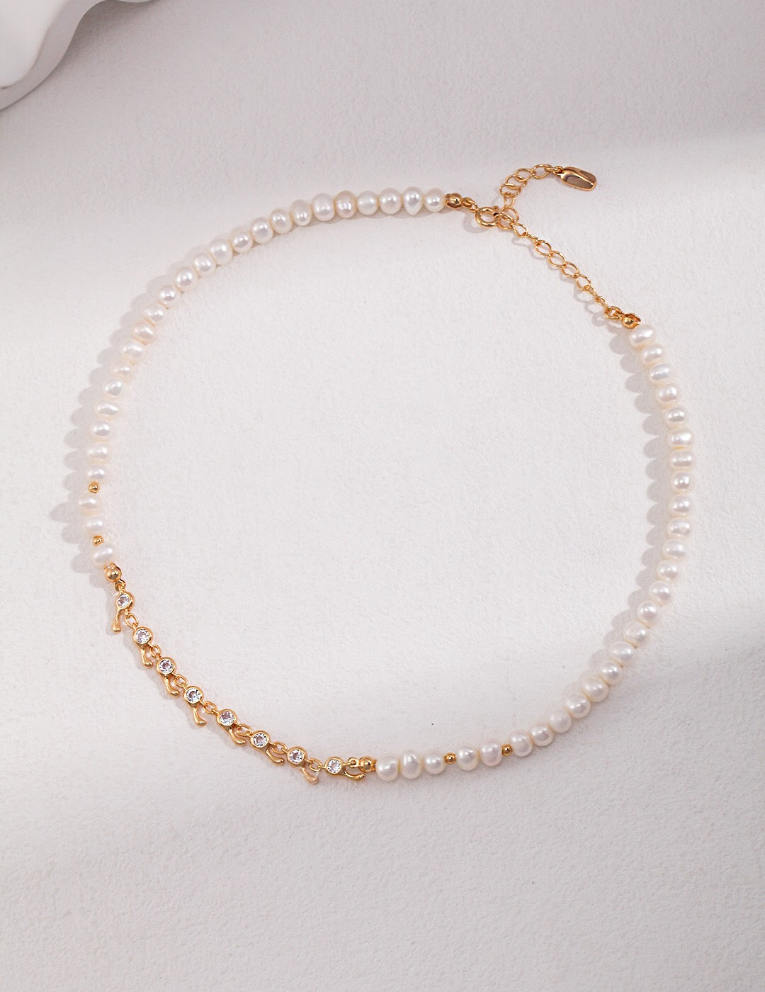 Zirkon Kette Splice Natürliche Perle Halskette