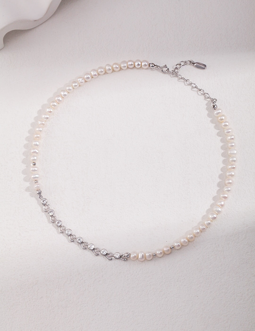 Zirkon Kette Splice Natürliche Perle Halskette