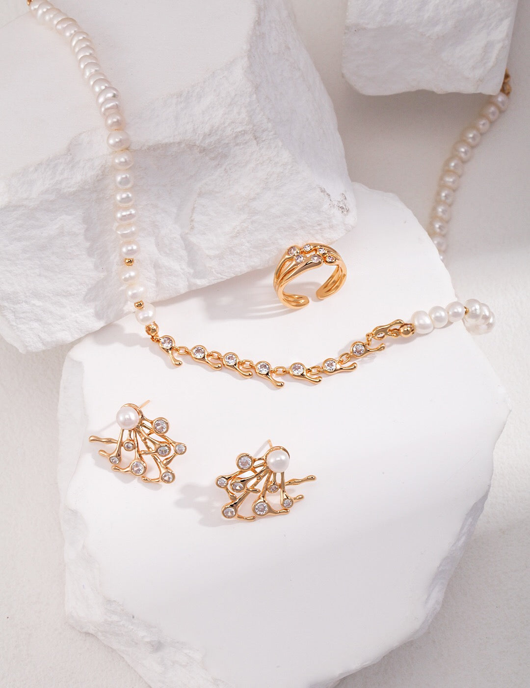 Zirkon Kette Splice Natürliche Perle Halskette