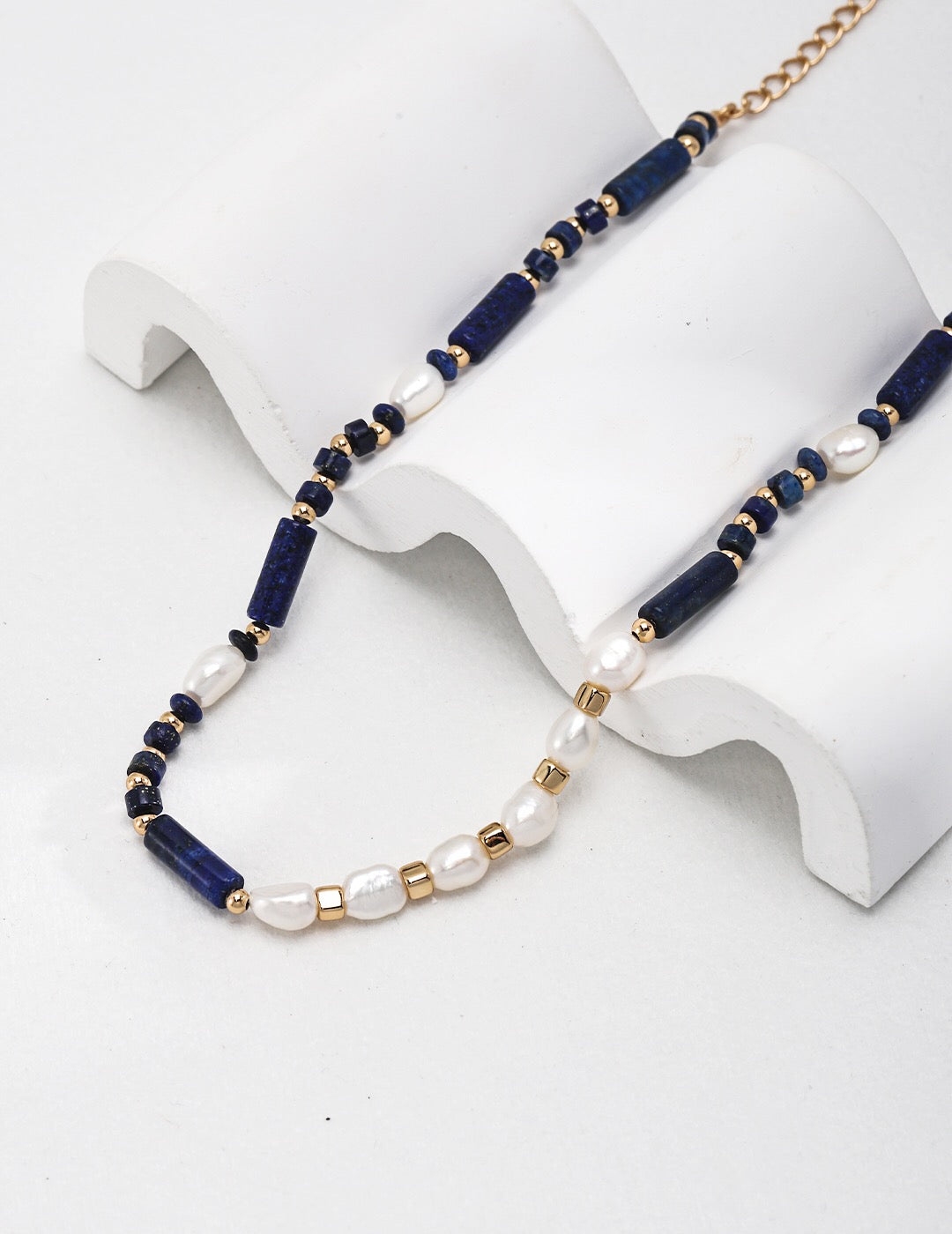 Fernovia Design delicate Lapis Lazuli and pearl necklace product image