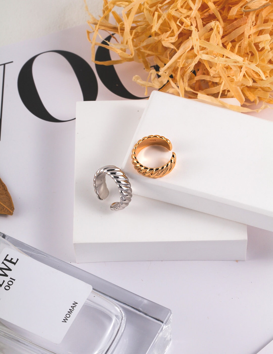 Stapelbarer Ring „Ridge Band Gear“