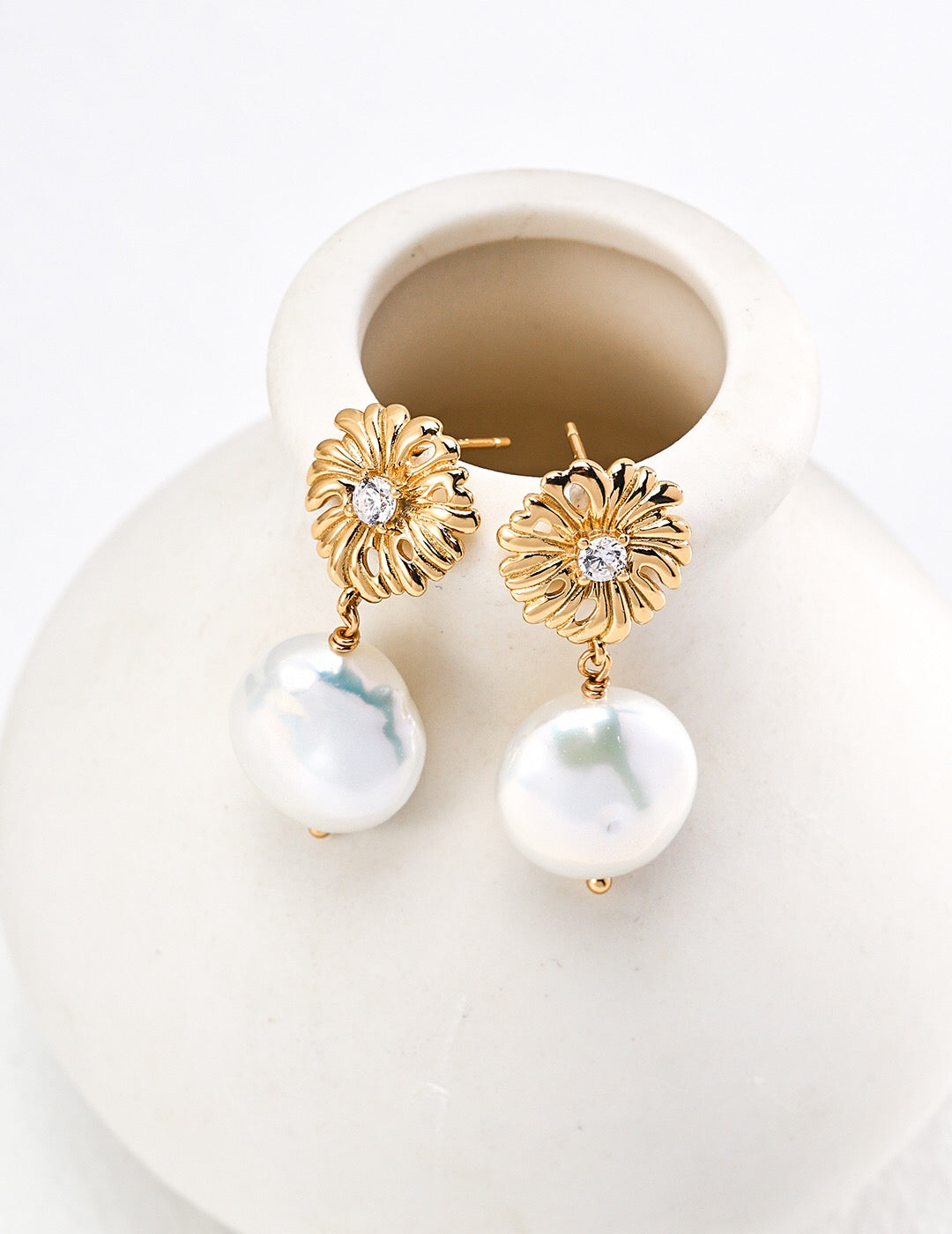 Boucles d'oreilles pendantes en perles de zircon