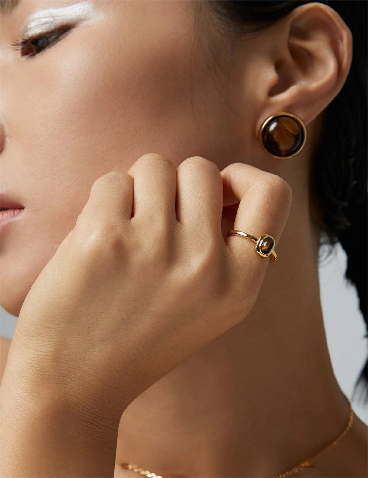 Ring mit Tigerauge-Stein im Vintage-Stil