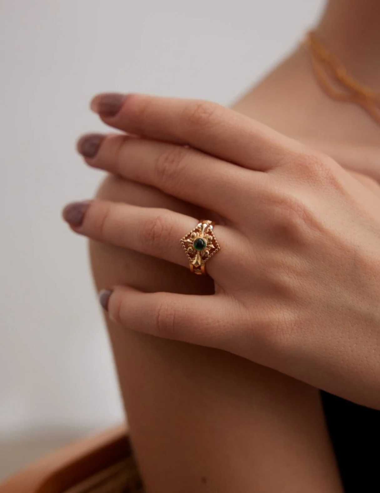Bague couronne de princesse en zircon vert