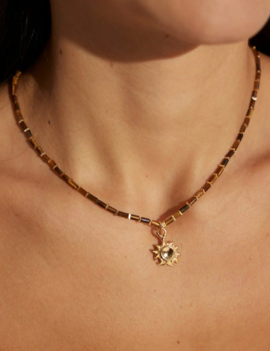 Tiger Eye Stone Pendant Necklace