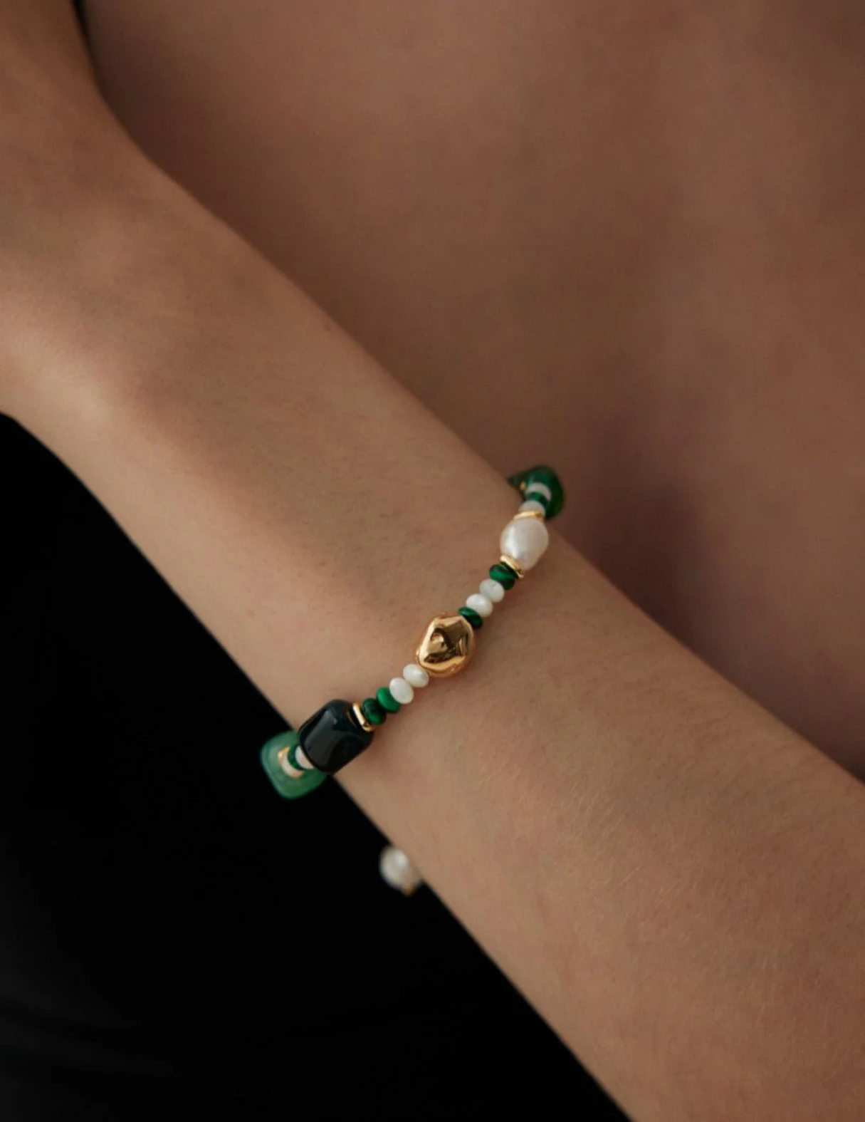 Grüner Achat mit Perlenarmband