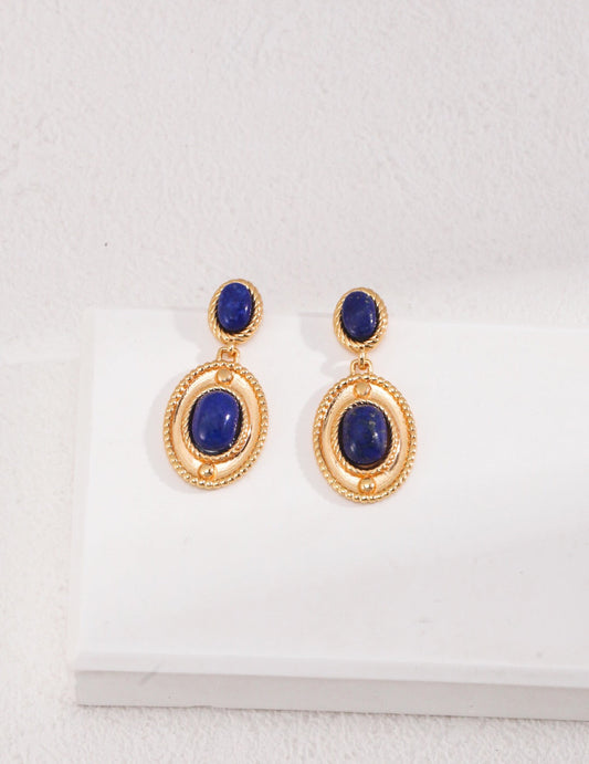 Boucles d'oreilles pendantes en lapis-lazuli naturel