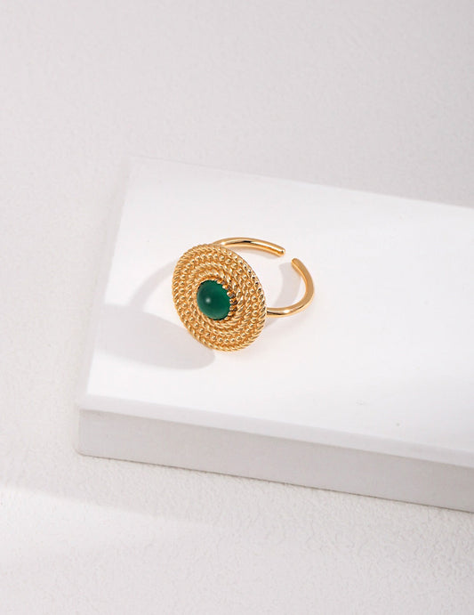 Statement-Ring aus grünem Chalcedon