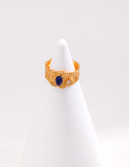 Bague vague en lapis-lazuli bleu