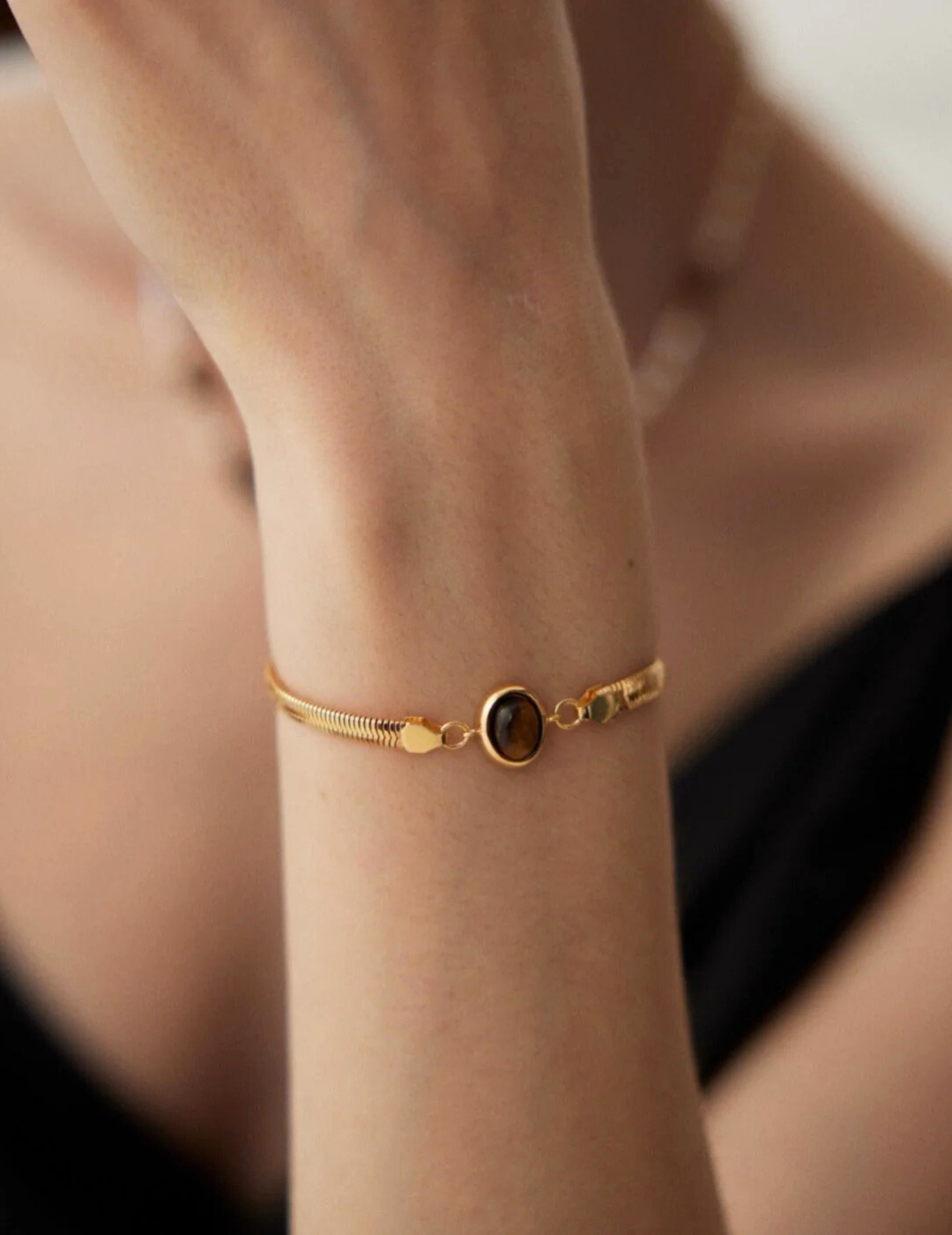 Natürliches Lapislazuli/Tigerauge-Armband