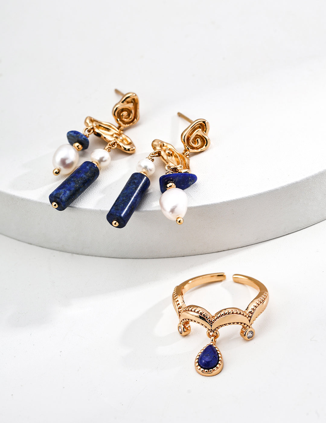 Vintage Style Lapis Lazuli Zircon Ring