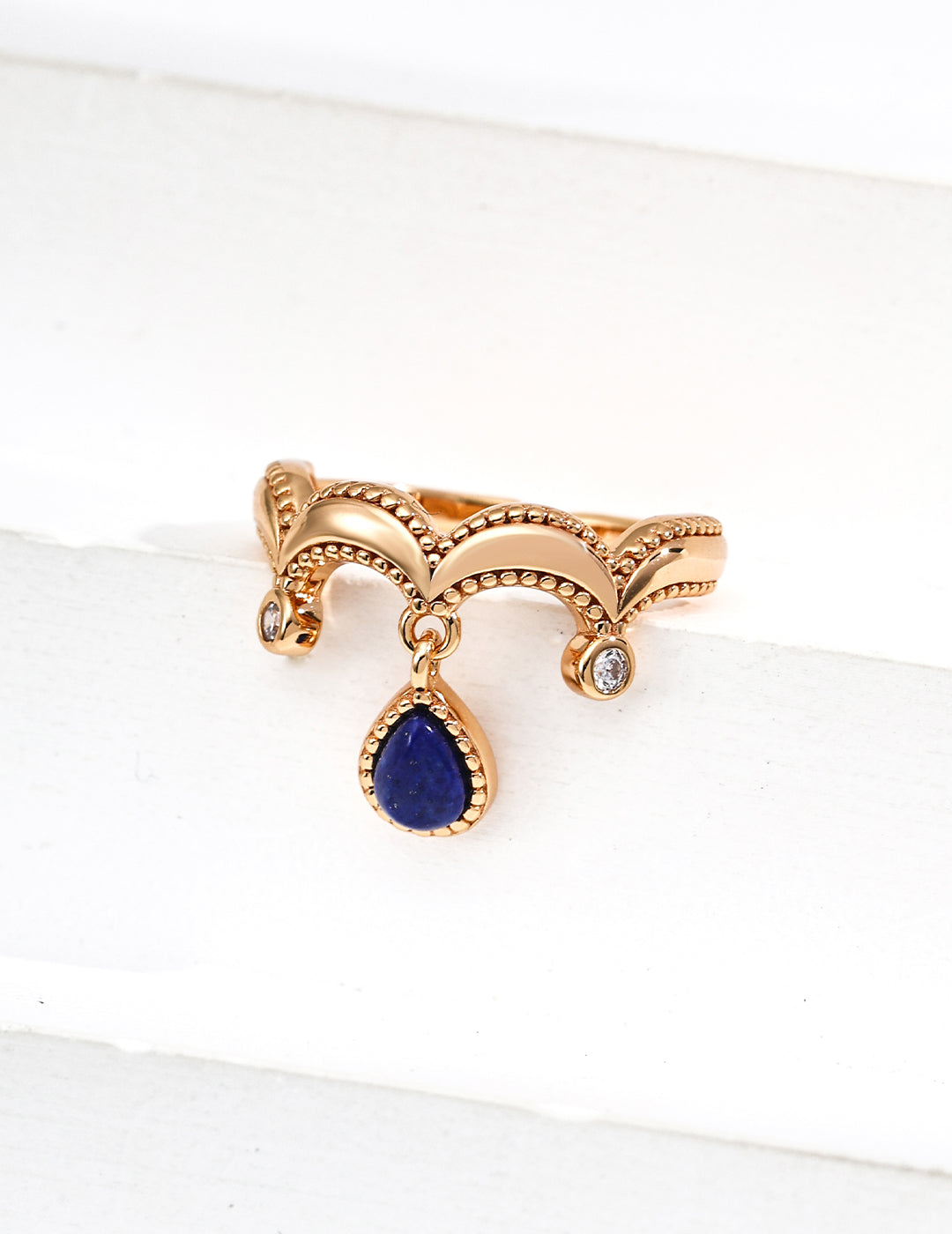Vintage Style Lapis Lazuli Zircon Ring