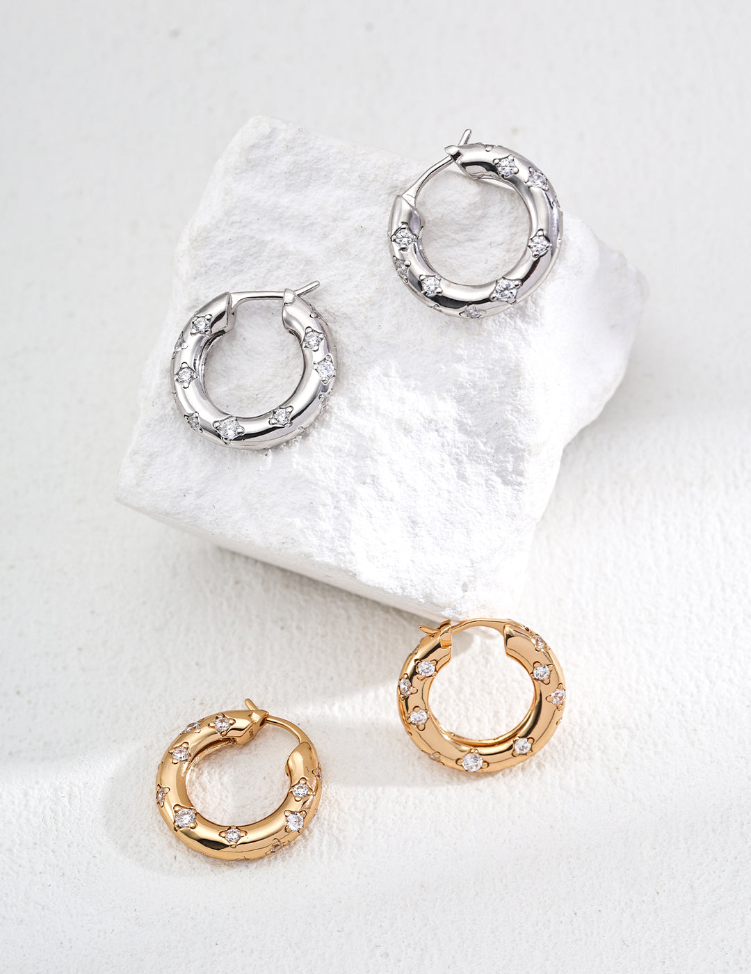 Heart-Shaped Zircon Hoop Earrings