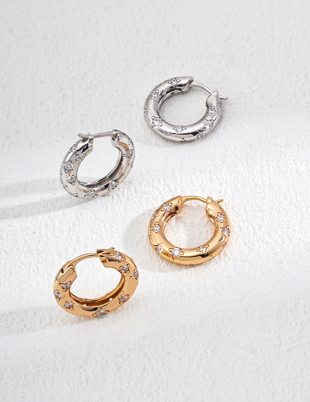 Heart-Shaped Zircon Hoop Earrings